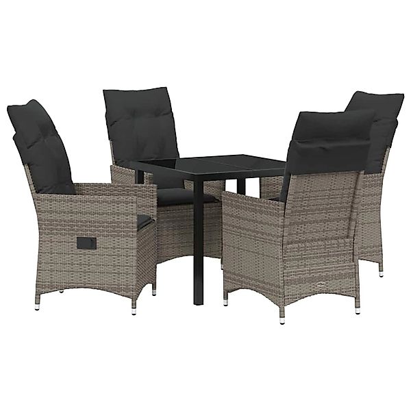 vidaXL Garten Essgruppe mit Kissen 5-Tlg Grau Poly Rattan 3379549 günstig online kaufen