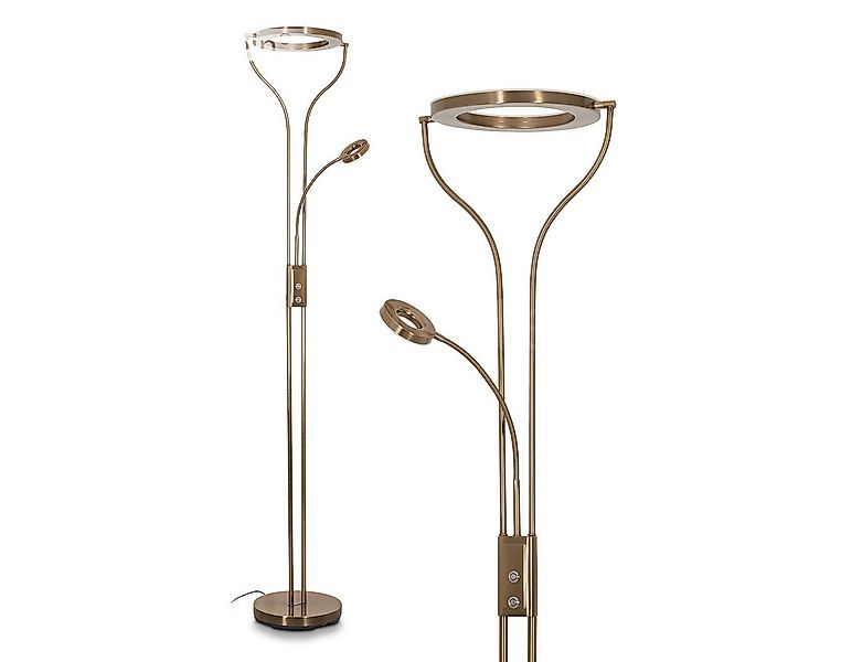 hofstein Stehlampe »Vitorchiano« aus Metall/Glas in Altmessing/Weiß, 3000 K günstig online kaufen