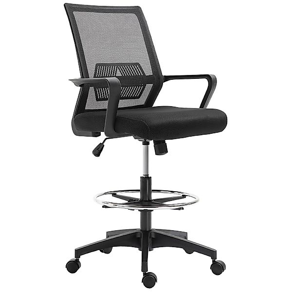 Vinsetto Bürostuhl Polyester Kunststoff 64L x 59B x 104-124H cm Schwarz günstig online kaufen