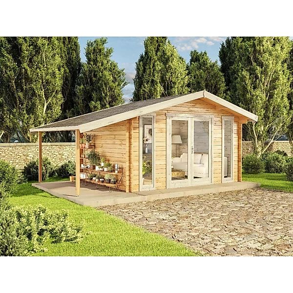 Alpholz Gartenhaus Mirko Modern D Satteldach 520 cm x 350 cm Braun günstig online kaufen