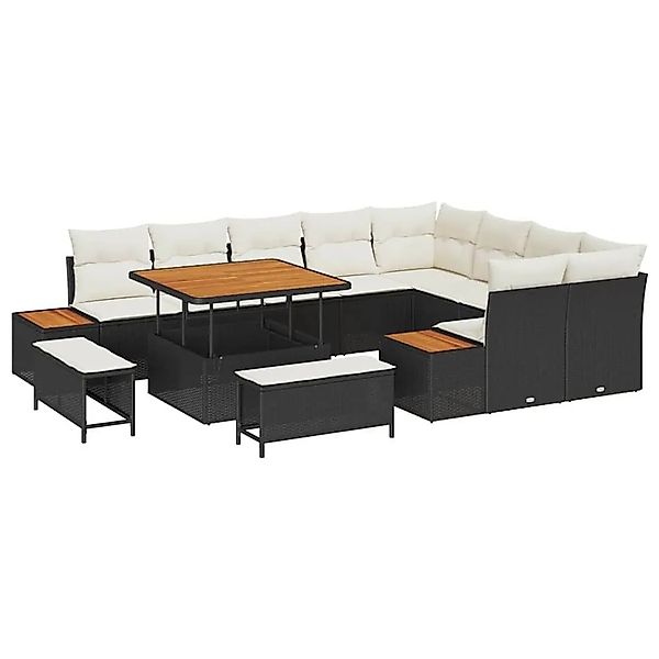vidaXL Gartensofa-Set mit Kissen 12 Stk Schwarz Poly Rattan 3364895 günstig online kaufen