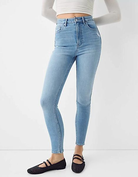 Bershka Skinny-Jeans Mit Sehr Hohem Bund Damen 44 Hellblau günstig online kaufen