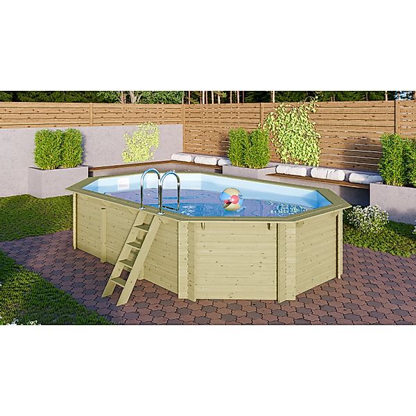 Karibu Achteckpool Massivholzpool kdi Schwimmbecken Gartenpool, günstig online kaufen