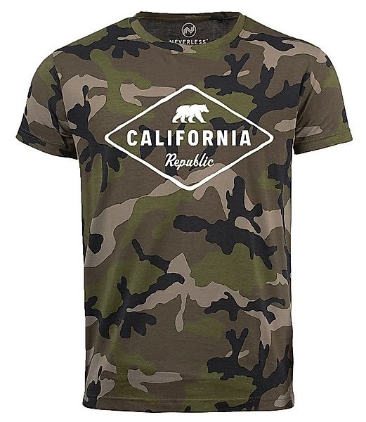 Neverless Print-Shirt Herren Camo-Shirt California Republic Bear Badge Bär günstig online kaufen