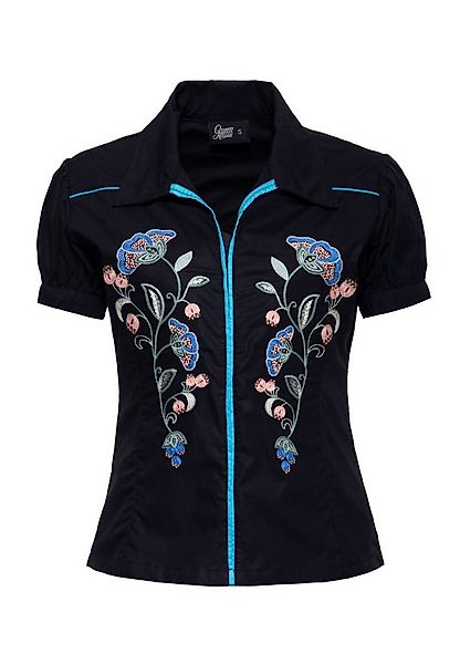 QueenKerosin Kurzarmbluse mit Stickerein günstig online kaufen