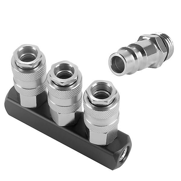 STAHLWERK 3-fach Druckluft-Verteiler bis 35 bar mit Schnellkupplung 1/4 Zol günstig online kaufen