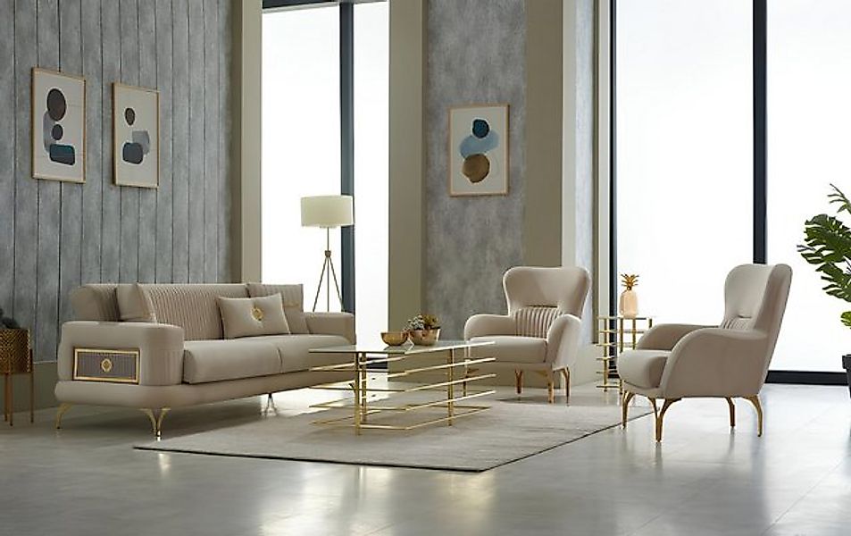 JVmoebel Sofa Garnitur Sofa Sofagarnitur Couch Polstersofa Dreisitzer Sesse günstig online kaufen