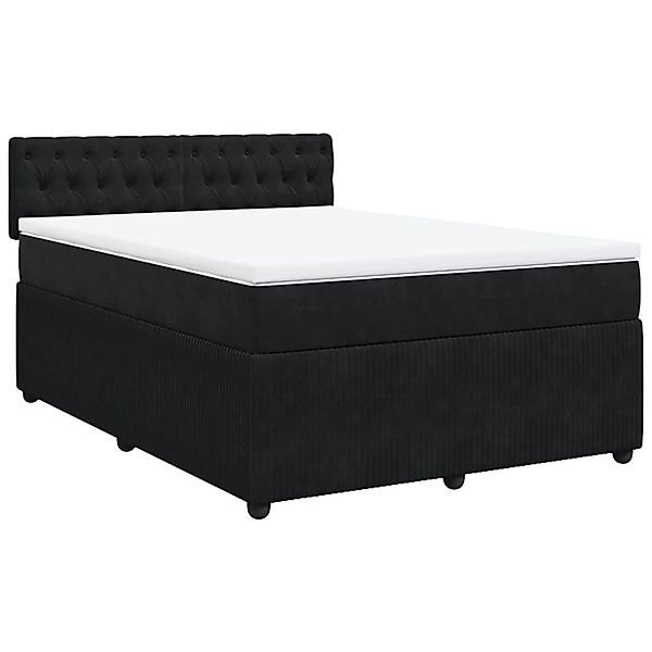 vidaXL Boxspringbett mit Matratze Schwarz 140x200 cm Samt 3287766 günstig online kaufen