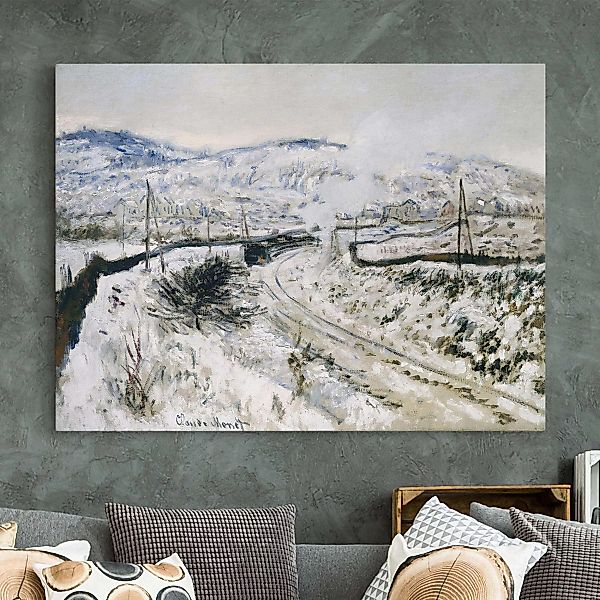 Leinwandbild Kunstdruck - Querformat Claude Monet - Zug im Schnee günstig online kaufen