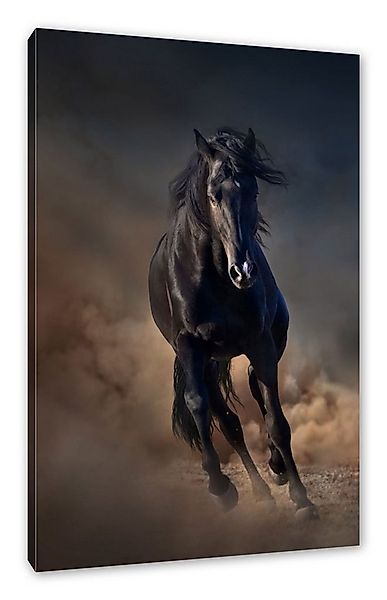 Pixxprint Leinwandbild Elegantes schwarzes Pferd, Elegantes schwarzes Pferd günstig online kaufen