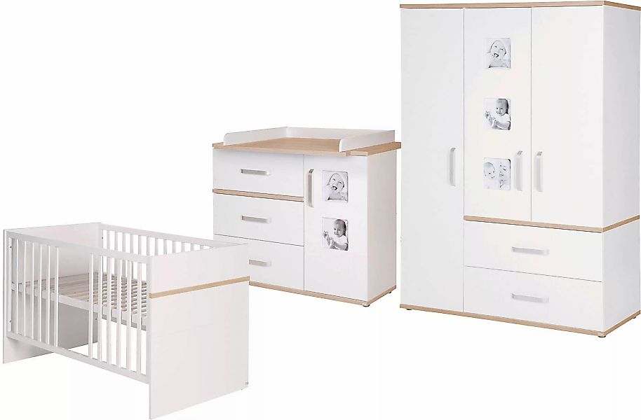 roba® Babyzimmer-Komplettset »Pia«, (Set, 3 tlg., Kinderbett, Schrank, Wick günstig online kaufen