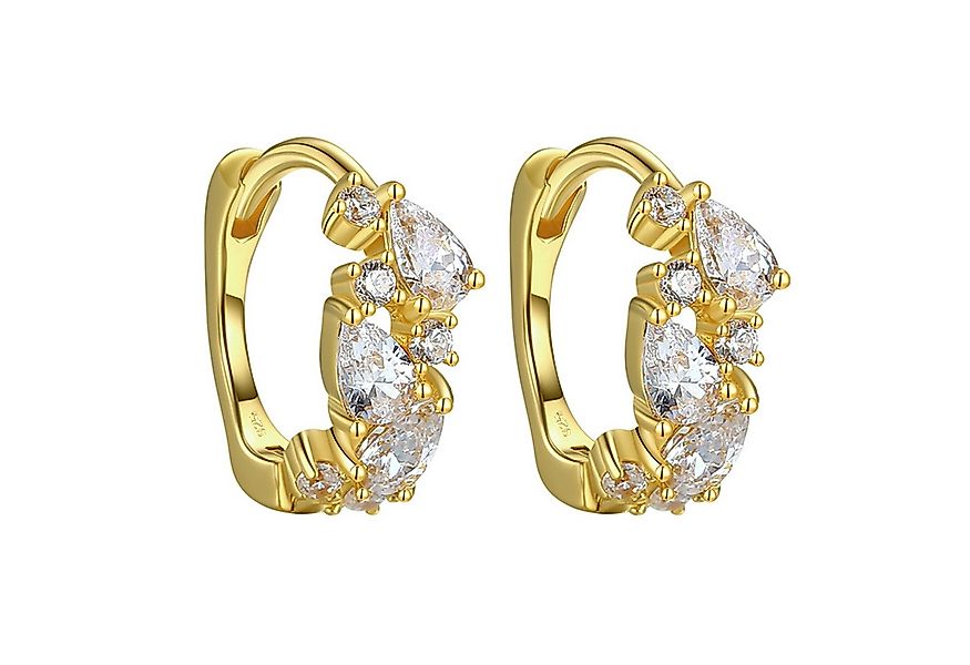 LÖB Paar Creolen 925 Silber Ohrringe Creolen Tropfen Zirkonia Steine 585 Go günstig online kaufen