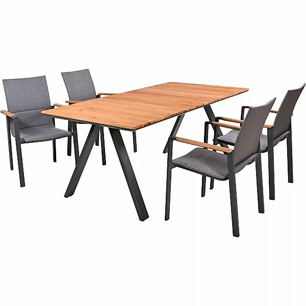 Garden Pleasure Gartenmöbel-Set Set-01 Davina 5-teilig Silber-Braun FSC® günstig online kaufen