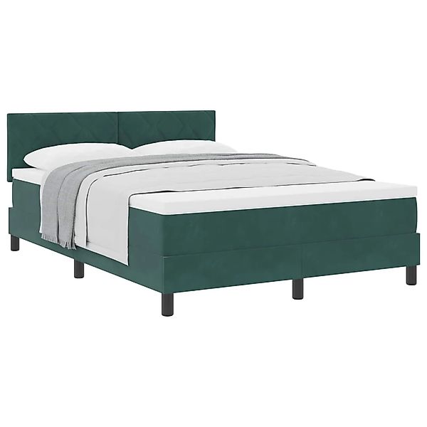 vidaXL Boxspringbett mit Matratze Dunkelgrün 140 x 190 cm Samt 3339239 günstig online kaufen