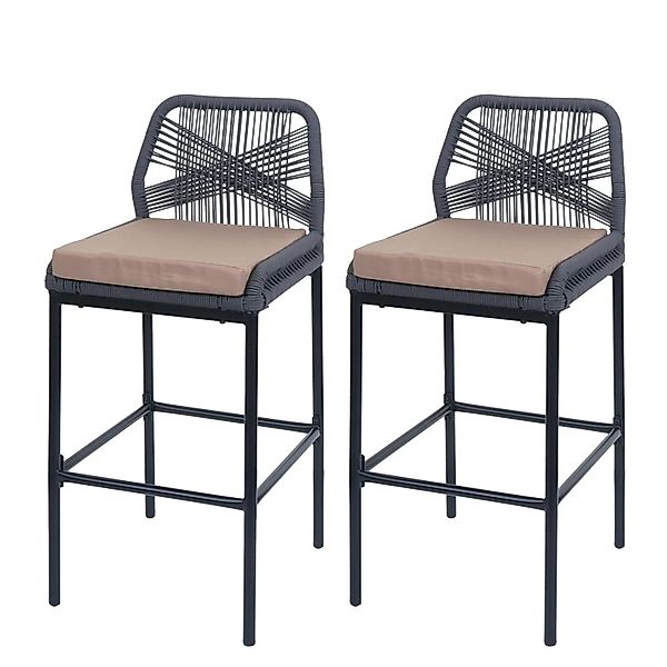 MCW Barhocker O21 2er-Set Anthrazit Kissen Taupe günstig online kaufen