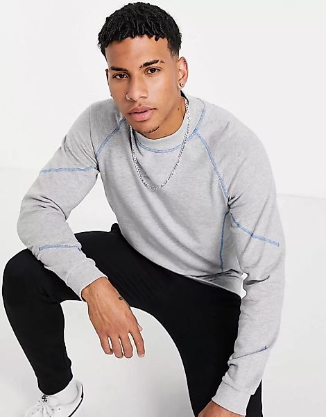 Jack & Jones – Core – Hochgeschlossenes Sweatshirt in Grau mit Kontrastnäht günstig online kaufen
