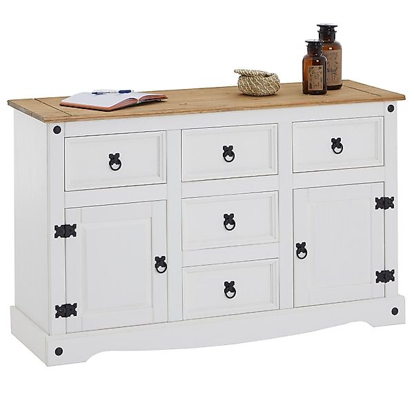 CARO-Möbel Sideboard CAMPO, Sideboard Kommodemassivholz Schubladenschrank günstig online kaufen