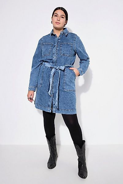 Studio Untold Minikleid Jeanskleid Straight Shape Hemdkragen Bindeband günstig online kaufen