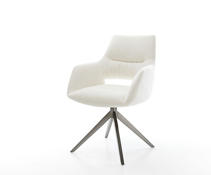 Drehstuhl Yago-Flex mit Armlehnen Bouclé Soft Beige Kreuzgestell breit Grap günstig online kaufen