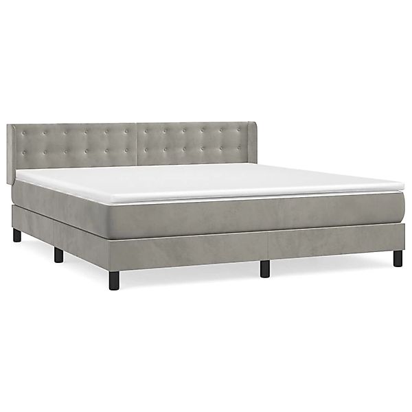 vidaXL Boxspringbett mit Matratze Hellgrau 160x200 cm Samt 3131207 günstig online kaufen