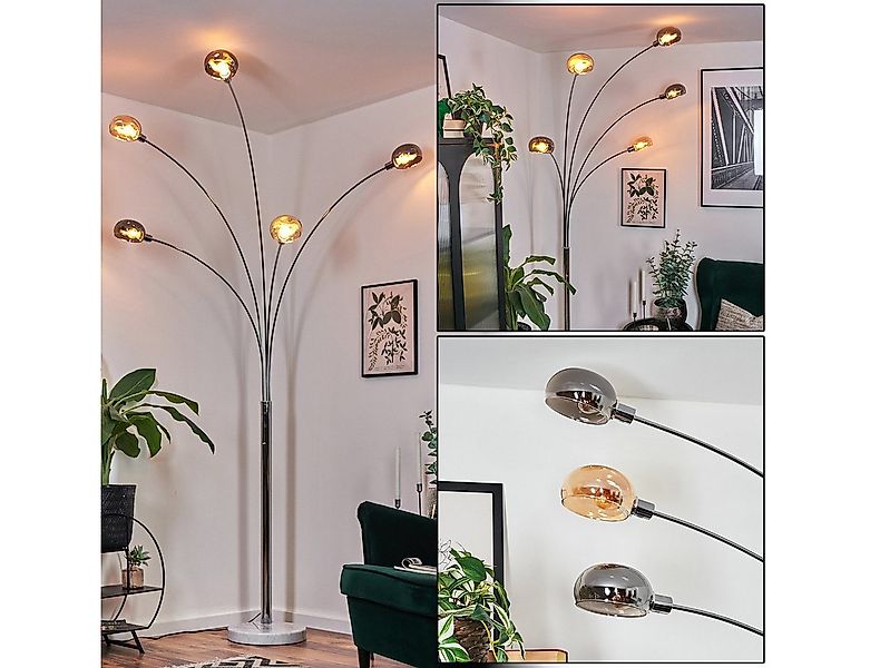 hofstein Stehlampe Stehlampe aus Metall in Weiß/Chrom/Rauch/Bernstein, Retr günstig online kaufen