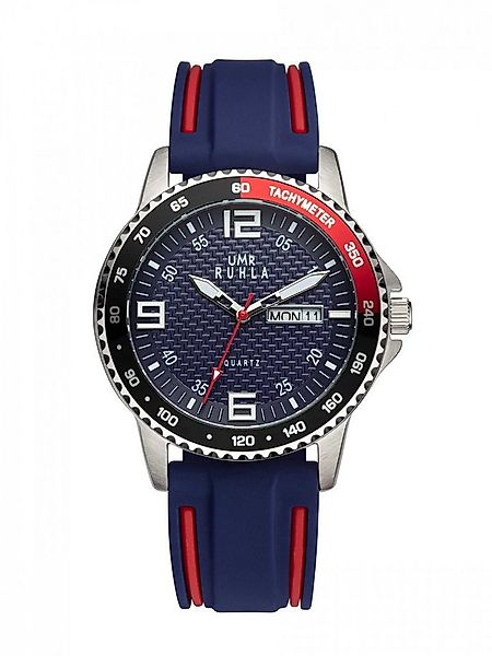 UMR Ruhla Quarzuhr Sport Herrenuhr, Blau-Rot, Silikonarmband, 40 mm Gehäuse günstig online kaufen