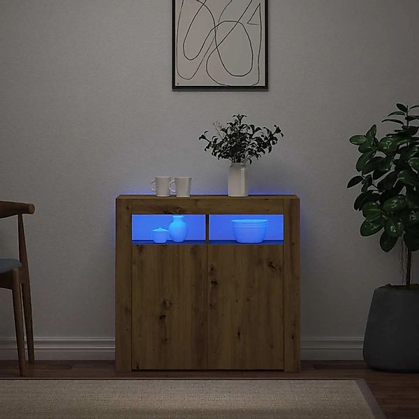 vidaXL Sideboard mit LED-Leuchten Artisan-Eiche 80x35x75 cm 856362 günstig online kaufen