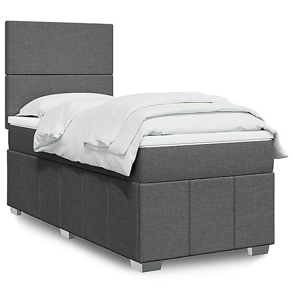 vidaXL Boxspringbett, Boxspringbett mit Matratze Dunkelgrau 90x200 cm Stoff günstig online kaufen