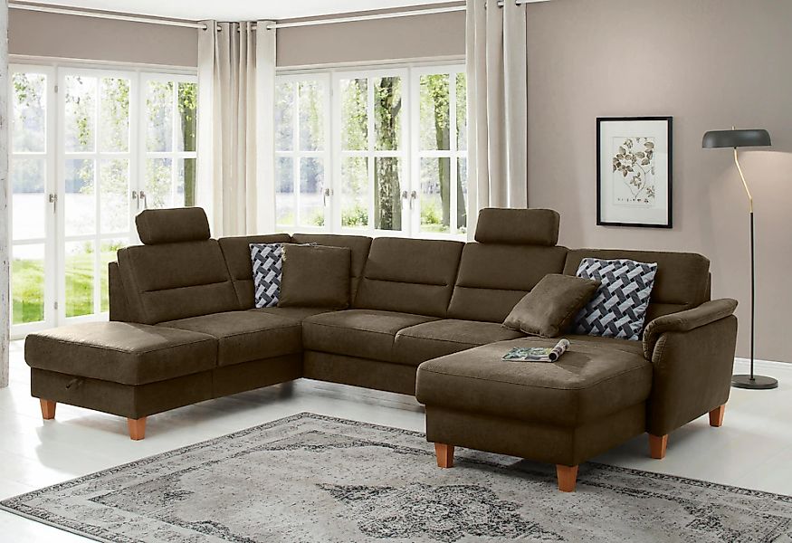 Home affaire Wohnlandschaft "Palmera U-Form, B: 308 cm" optional Bettfunkti günstig online kaufen