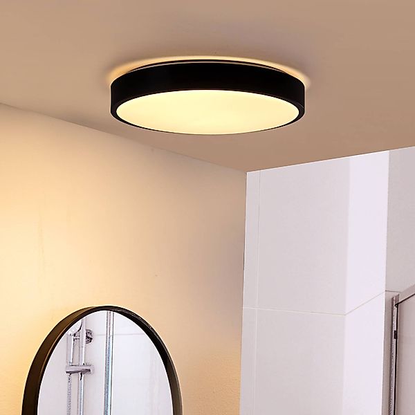 Lindby LED-Deckenlampe Medon, Ø 38 cm, schwarz, IP44, Metall günstig online kaufen