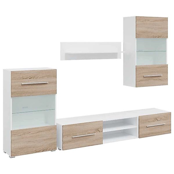 vidaXL 5-Tlg Wohnwand mit LED-Beleuchtung Sonoma-Eiche Holzwerkstoff 332423 günstig online kaufen