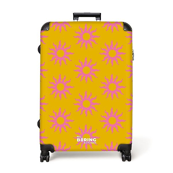 NoBoringSuitcases.com© Hartschalen-Trolley Gelb mit rosa Sonnen günstig online kaufen
