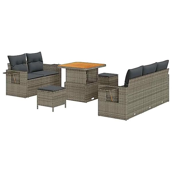 vidaXL Gartensofa-set mit Kissen mit Speicher 8-Tlg Grau Poly-Rattan 336363 günstig online kaufen