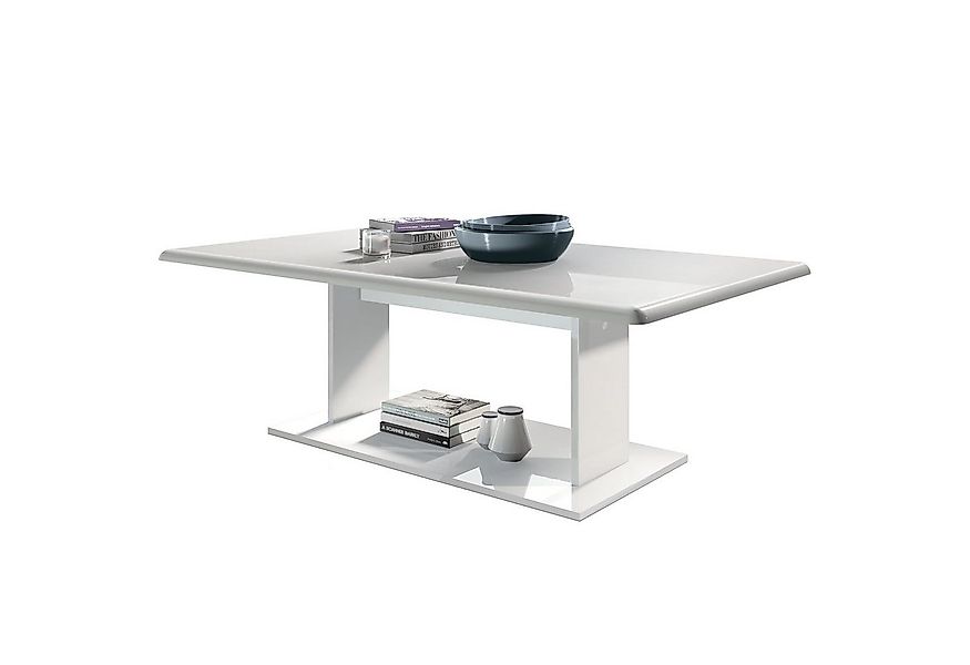 Vladon Couchtisch Mono (Wohnzimmertisch, mit Ablageboden), Weiß matt/Weiß H günstig online kaufen