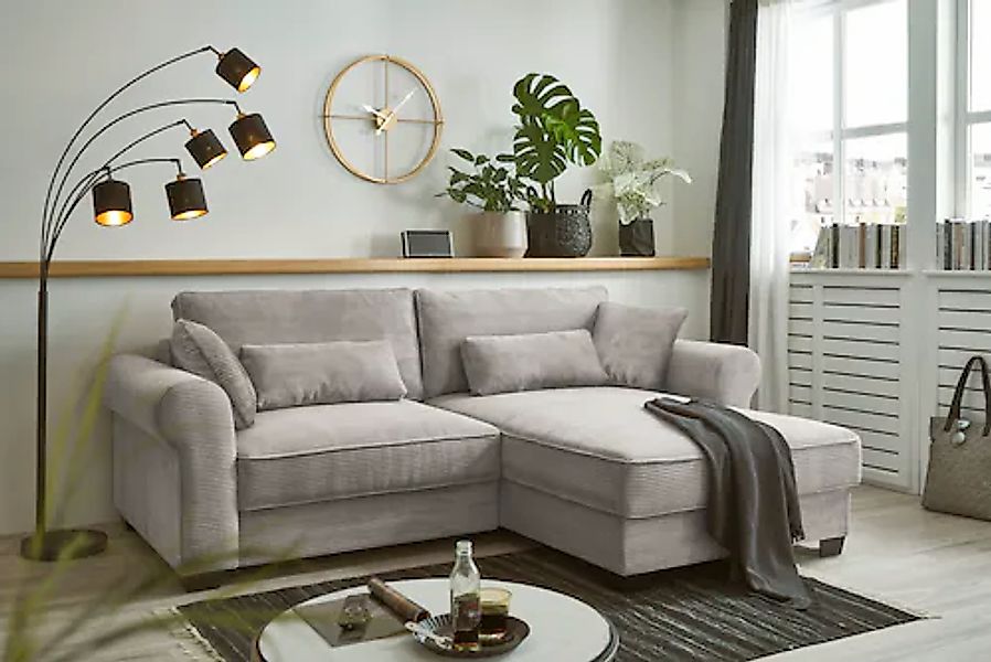 ED EXCITING DESIGN Ecksofa »Angelina L-Form«, mit Bettfunktion, Bettkasten günstig online kaufen