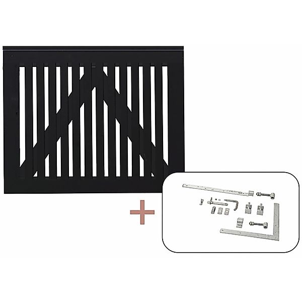 Einzeltor Sendai Nadelholz Schwarz 100 cm x 80 cm günstig online kaufen