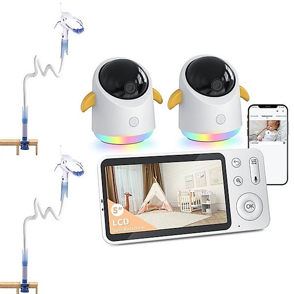 Boifun Video-Babyphone 2K Babyphone mit 2 Kameras und App 5 Zoll WLAN Babyf günstig online kaufen