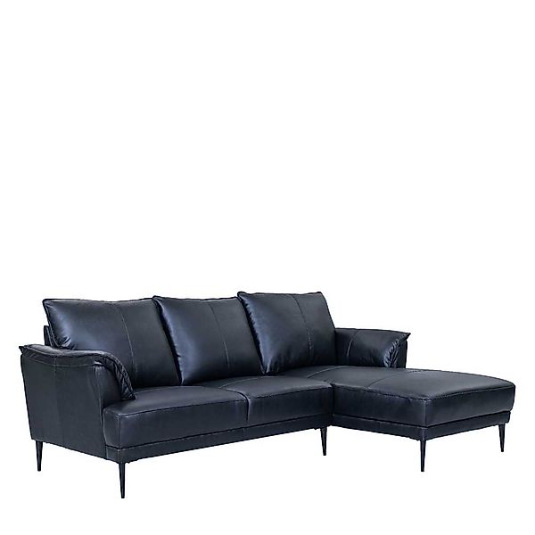 Ecksofa Ledersofa mit Fußgestell aus Metall und drei Sitzplätzen günstig online kaufen