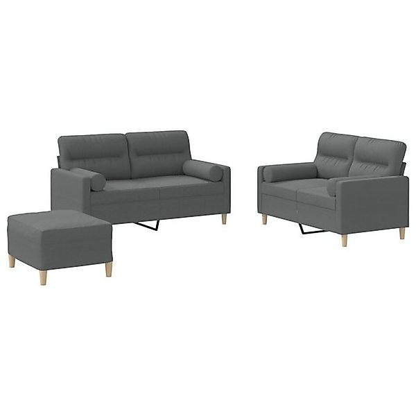 vidaXL Sofa 3-tlg. Sofagarnitur mit Kissen Dunkelgrau Stoff günstig online kaufen