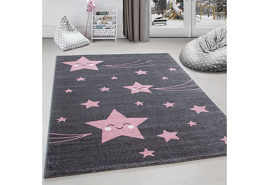 Carpettex Kinderteppich Sterne-Design, Rechteckig, Höhe: 11 mm, Kinderteppi günstig online kaufen