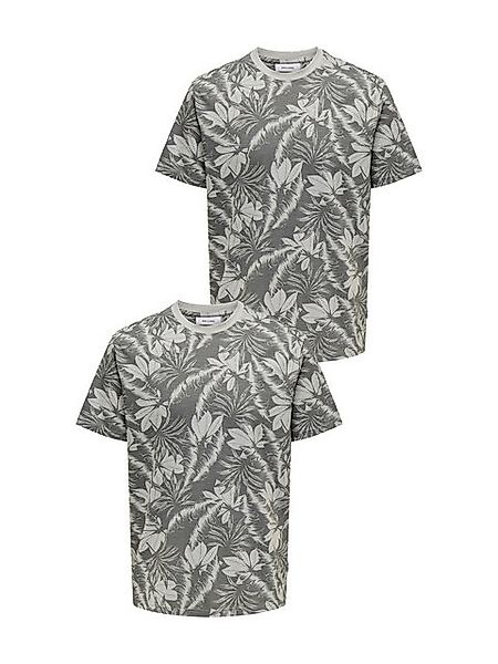 ONLY & SONS T-Shirt 2er-SET Tropisch Print Kurzarm (2-tlg) ONSPERRY LIFE RE günstig online kaufen