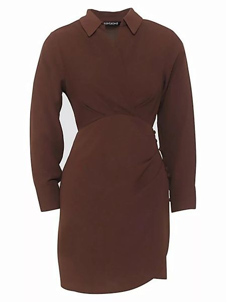 Freshlions Blusenkleid Kleid 'MAGDA' Braun L Wickel-Design günstig online kaufen