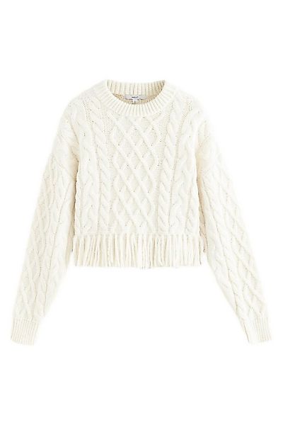 Next Rundhalspullover Rundhals-Pullover im Zopfstrick mit Fransen (1-tlg) günstig online kaufen