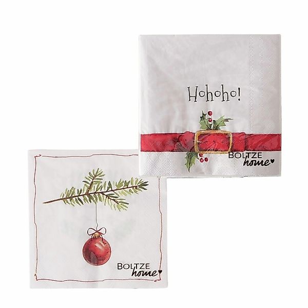 Boltze Servietten HoHoHo 16,5 x 16,5 x 3 cm Mehrfarbig 20-teilig 2-fach sor günstig online kaufen