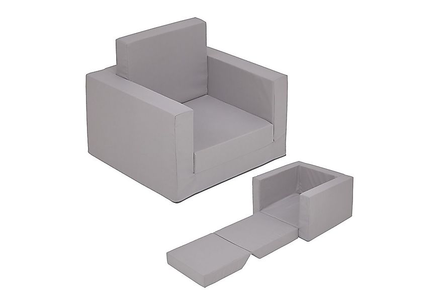 Spetebo Kindersessel Polstersessel 2in1 ausklappbar - grau - Kindersessel 4 günstig online kaufen