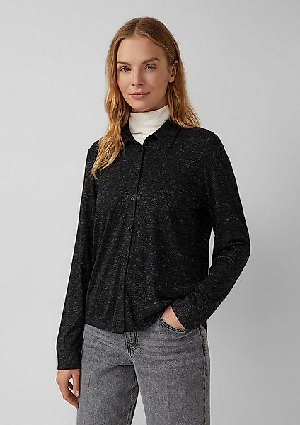 s.Oliver Langarmshirt T-Shirt Hemdbluse mit Glitzergarn und verlängertem Rü günstig online kaufen