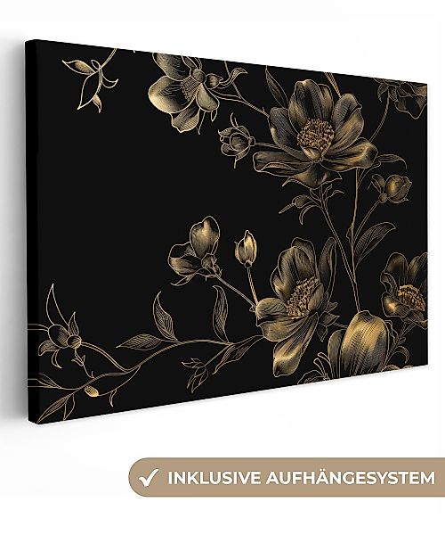 OneMillionCanvasses® Leinwandbild Blumen - Schwarz - günstig online kaufen