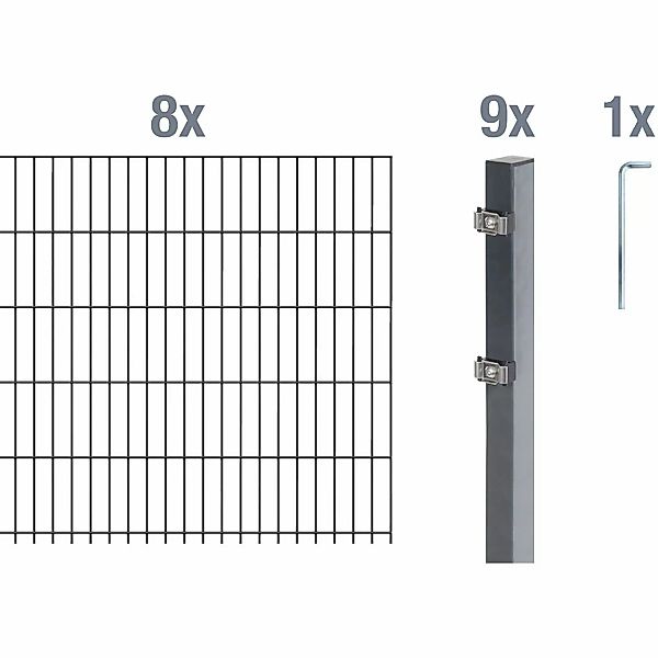 Alberts Doppelstabmattenzaun Grundset, (Set), Höhe: 80-160 günstig online kaufen