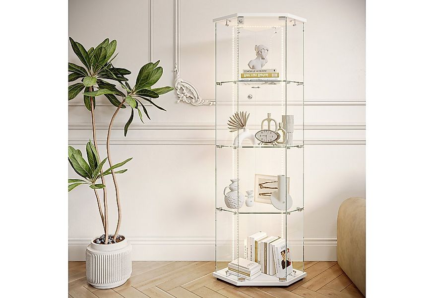 FUROKOY Glasvitrine Fünfeckige Standvitrinen (Weiß 5 Lagen Sammlervitrine) günstig online kaufen