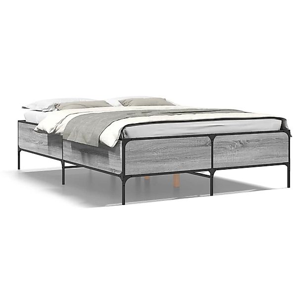 vidaXL Bettgestell Grau Sonoma 140x200 cm Holzwerkstoff und Metall 3279800 günstig online kaufen